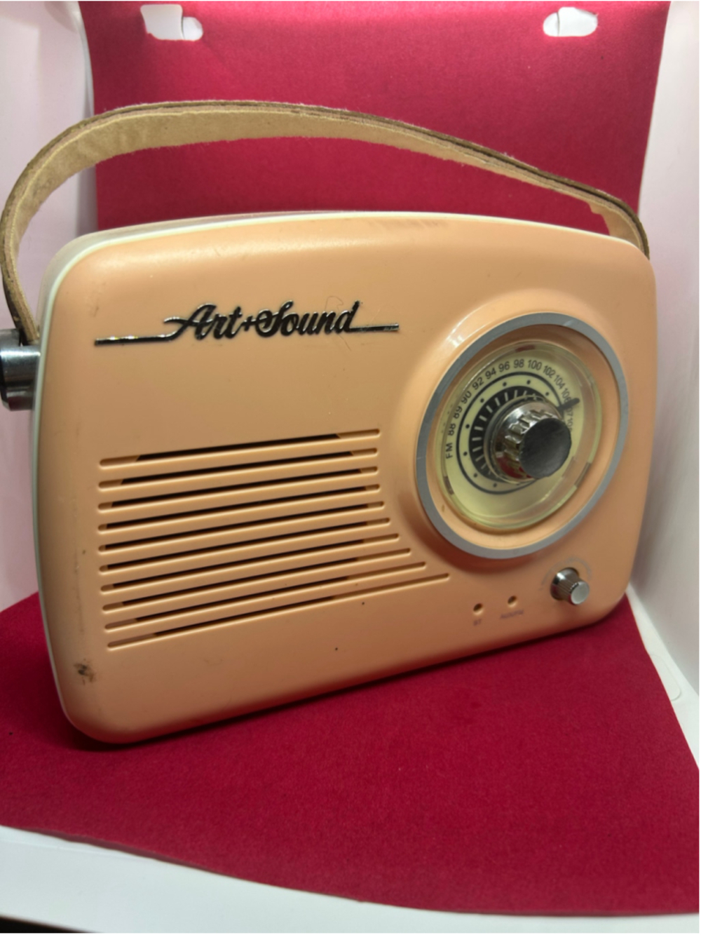 Art+Sound Portable FM Radio with Subwoofer, One Size, Beige and Silver
